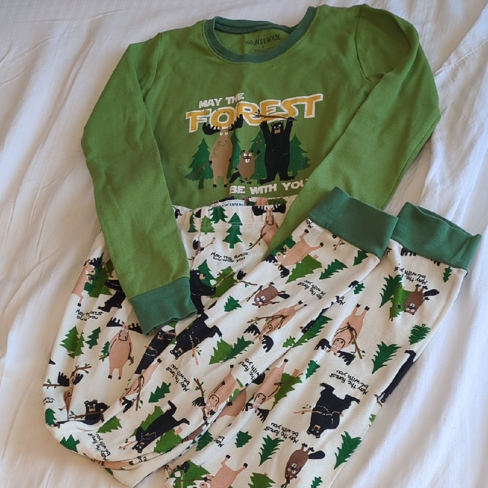 100% Cotton Forest Friends Green Pajama Set